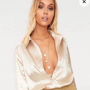 Pretty little thing satin champagne top. XS